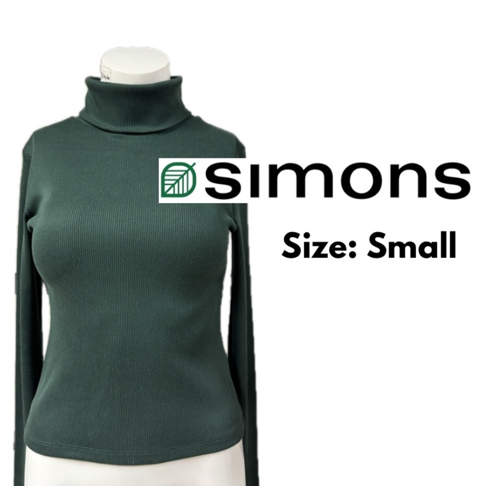 🆂 Simons TWIK Green Ribbed Turtleneck Top